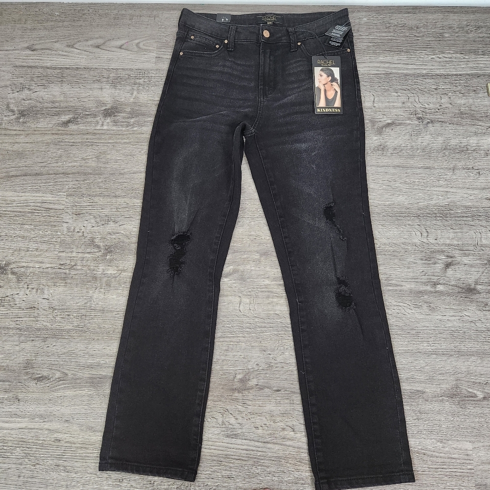 Rachel Roy Girlfriend Black Jeans Size 8/29 Kindness Distressed Mid Rise NWT